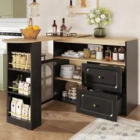 STILVORA Tavolino bar con spazio contenitivo, tavolo girevole a 360° con ripiano per snack, mobiletto laterale/buffet con ripiani e vetri curvi