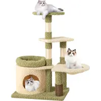 Costway piccolo albero per gatti, albero per gatti con piattaforme, grotta per gatti, amaca e cura del pelo, albero da gioco, albero da arrampicata per gatti verde