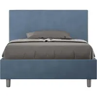 Ityhome - Letto una piazza e mezza contenitore imbottito 120x210 microfibra blu Adele