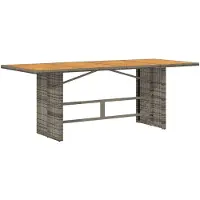 Syfax Tavolo Giardino Piano Legno Acacia Grigio 190x80x75 Polyrattan