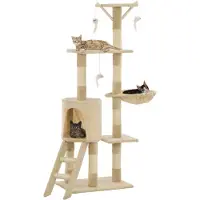 Syfax Albero per Gatti con Tiragraffi in Sisal 138 cm Beige