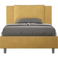 Ityhome - Letto una piazza e mezza contenitore imbottito 120x190 microfibra ocra Antea