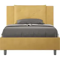 Ityhome - Letto una piazza e mezza con rete imbottito 120x210 microfibra ocra Appia