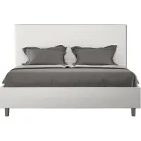 Ityhome - Letto matrimoniale francese con rete imbottito 140x210 Pelle finta bianco Focus