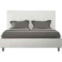 Ityhome - Letto matrimoniale francese contenitore imbottito 140x210 Pelle finta bianco Goya