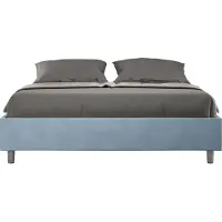 Ityhome - Letto con rete imbottito 160x200 microfibra azzurro Azelia