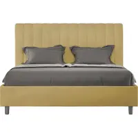 Ityhome - Letto contenitore imbottito 160x210 microfibra ocra Agueda