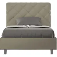 Ityhome - Letto una piazza e mezza senza rete imbottito 120x200 Pelle finta cappuccino Priya