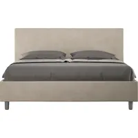 Ityhome - Letto contenitore imbottito 160x210 microfibra sabbia Adele