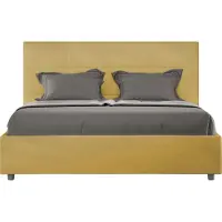 Ityhome - Letto matrimoniale francese con rete imbottito 140x210 microfibra ocra Mika