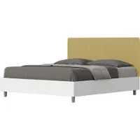 Ityhome - Letto senza rete 160x190 struttura bianco frassino testata microfibra ocra Kaia