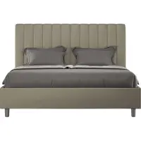 Ityhome - Letto matrimoniale francese senza rete imbottito 140x190 Pelle finta cappuccino Agueda