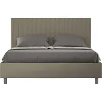 Ityhome - Letto senza rete imbottito 160x210 Pelle finta cappuccino Sunny