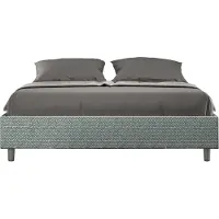 Ityhome - Letto con rete imbottito 160x200 tessuto Aragona 7 azzurro Azelia
