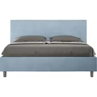 Ityhome - Letto senza rete imbottito 160x210 microfibra azzurro Adele