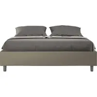 Ityhome - Letto matrimoniale francese con rete imbottito 140x210 Pelle finta cappuccino Azelia