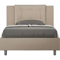Ityhome - Letto una piazza e mezza con rete imbottito 120x210 Pelle finta tortora Annalisa