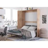 Homlando Letto a parete Armadio letto TEDDY 160x200 rovere Sonoma Letto verticale a scomparsa a parete, armadio letto a scomparsa, armadio con letto a scomparsa integrato, letto funzionale incl. rete a doghe