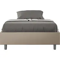 Ityhome - Letto una piazza e mezza con rete imbottito 120x210 Pelle finta tortora Azelia
