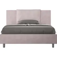 Ityhome - Letto matrimoniale francese con rete imbottito 140x190 microfibra glicine Antea