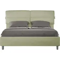 Ityhome - Letto senza rete imbottito 160x210 microfibra tè verde Nandy