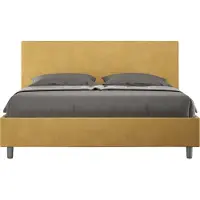 Itamoby - Letto con rete imbottito 160x210 microfibra ocra Adele