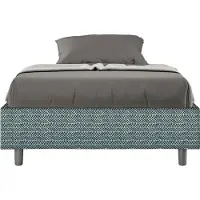 Ityhome - Letto una piazza e mezza con rete imbottito 120x190 tessuto Aragona 8 blu Azelia