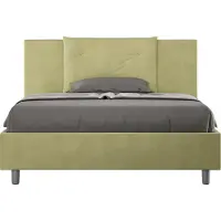 Ityhome - Letto matrimoniale francese con rete imbottito 140x190 microfibra tè verde Appia