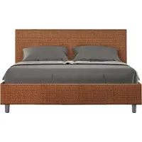 Ityhome - Letto senza rete imbottito 160x210 tessuto Labirinto 04 arancio Adele
