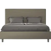 Ityhome - Letto matrimoniale francese senza rete imbottito 140x210 Pelle finta cappuccino Focus