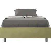 Ityhome - Letto una piazza e mezza senza rete imbottito 120x210 microfibra tè verde Azelia