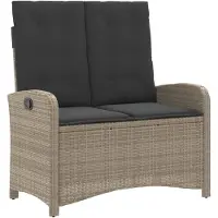 vidaXL Panca da giardino regolabile con cuscino Poli rattan grigio chiaro