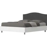 Ityhome - Letto contenitore 160x190 struttura bianco frassino testata microfibra grigio Grace