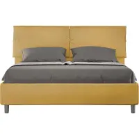 Ityhome - Letto con rete imbottito 160x210 microfibra ocra Sleeper