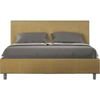 Ityhome - Letto contenitore imbottito 160x210 tessuto Labirinto 06 giallo Adele