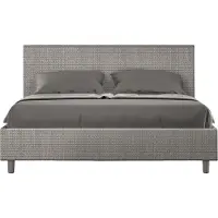 Ityhome - Letto senza rete imbottito 160x210 tessuto Labirinto 02 grigio Adele