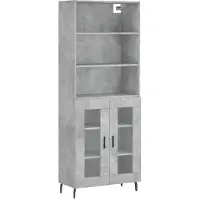 Syfax Credenza Grigio Cemento 69,5x34x180 cm in Legno Multistrato