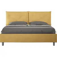 Ityhome - Letto con rete imbottito 160x200 microfibra ocra Appia