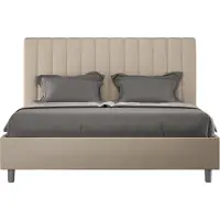 Ityhome - Letto matrimoniale francese con rete imbottito 140x190 Pelle finta tortora Agueda