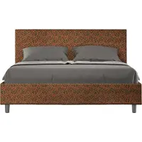 Ityhome - Letto con rete imbottito 160x210 tessuto Era 04 arancio Adele