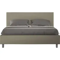 Ityhome - Letto senza rete imbottito 160x210 Pelle finta cappuccino Adele