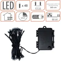 Spetebo Luci LED da esterno bianco freddo - 3,5 m / 48 LED - giardino Natale inverno decorazione illuminazione timer batteria