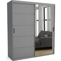 Furnlux Classic FURNLUX Armadio stuoia A Grigio 200cm / Colore principale: Grigio / Dimensioni: 200 x 60 x 205 cm