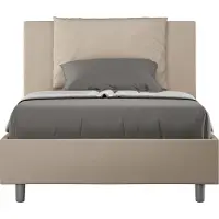 Ityhome - Letto una piazza e mezza con rete imbottito 120x210 Pelle finta tortora Antea