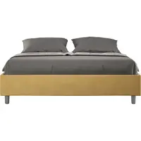 Ityhome - Letto matrimoniale francese senza rete imbottito 140x190 microfibra ocra Azelia