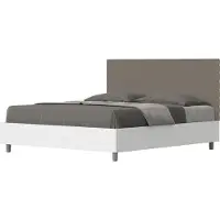 Ityhome - Letto con rete 160x200 struttura bianco frassino testata Pelle finta cappuccino Burmy