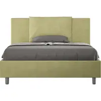 Ityhome - Letto matrimoniale francese contenitore imbottito 140x190 microfibra tè verde Antea