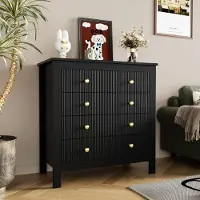 STILVORA : credenza moderna con ampio spazio contenitivo e sei cassetti, mobile di servizio con maniglie dorate, nero