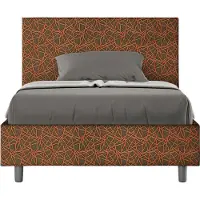 Ityhome - Letto una piazza e mezza senza rete imbottito 120x190 tessuto Era 4 arancio Adele