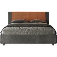 Ityhome - Letto con rete imbottito 160x210 tessuto Labirinto 04 arancio Rosal
